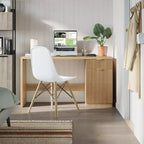 Bureau de direction cannelé de 60 po avec tiroirs, bureau d'ordinateur moderne pour la maison avec armoire de rangement, poste de travail en bois pour le travail, l'étude, l'écriture, chêne