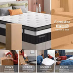 Matelas King de 14 pouces, matelas hybride en mousse à mémoire de forme et gel dans une boîte, soutien à ressorts ensachés avec isolation des mouvements et soulagement de la pression, fermeté moyenne, CertiPUR-US