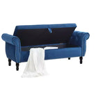 Banc de rangement en velours TUYOHW avec capitonnage à boutons et décorations cloutées, pouf de rangement avec pieds en bois et 1 oreiller, banc de rangement de bout de lit