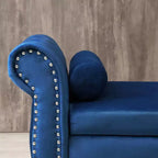 Banc de rangement en velours TUYOHW avec capitonnage à boutons et décorations cloutées, pouf de rangement avec pieds en bois et 1 oreiller, banc de rangement de bout de lit