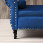 Banc de rangement en velours TUYOHW avec capitonnage à boutons et décorations cloutées, pouf de rangement avec pieds en bois et 1 oreiller, banc de rangement de bout de lit