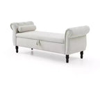 Banc de rangement en velours TUYOHW avec capitonnage à boutons et décorations cloutées, pouf de rangement avec pieds en bois et 1 oreiller, banc de rangement de bout de lit