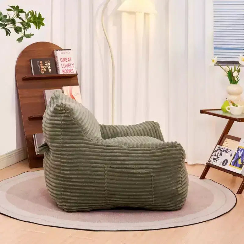Fauteuil poire Okak de 400 LB, Pouf géant en velours côtelé avec accoudoirs, Mousse haute résilience pour adultes et adolescents
