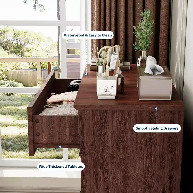 Commode de ferme à 4 tiroirs pour chambre à coucher, commode haute avec poignées en métal, commode rustique en bois pouvant servir de meuble TV, pour salon, couloir