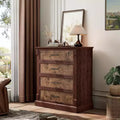 Farmhouse 4 Drawer Dresser for Bedroom, Tall Chest of Drawers with Metal Handles, Rustic Wooden Dresser TV Stand, for Living Room, Hallway