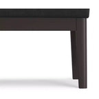Banc repose-pieds étroit Bragg de 68,5 cm de large, style Mid-Century, en similicuir végan vieilli noir