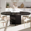 43.3''-59'' Extendable Round Dining Table for 4-8, Modern Kitchen Oval Dining Table with Removable Leaves, Dinner Table for Dining Room, Kitchen