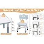 Table enfant avec chaise, réglable en hauteur, avec plateau en graphite, table enfant avec 4 chaises pour maternelle crèche, chaise ergonomique