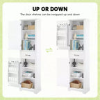 Meuble haut de rangement de salle de bain, Armoire de rangement sur pied avec 2 portes, un tiroir et une étagère réglable