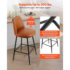 Lot de 2 tabourets de bar VEVOR, tabourets pivotants de 68,5 cm de hauteur de comptoir, tabouret de bar de comptoir moderne en cuir PU avec dossier et pieds en métal, marron