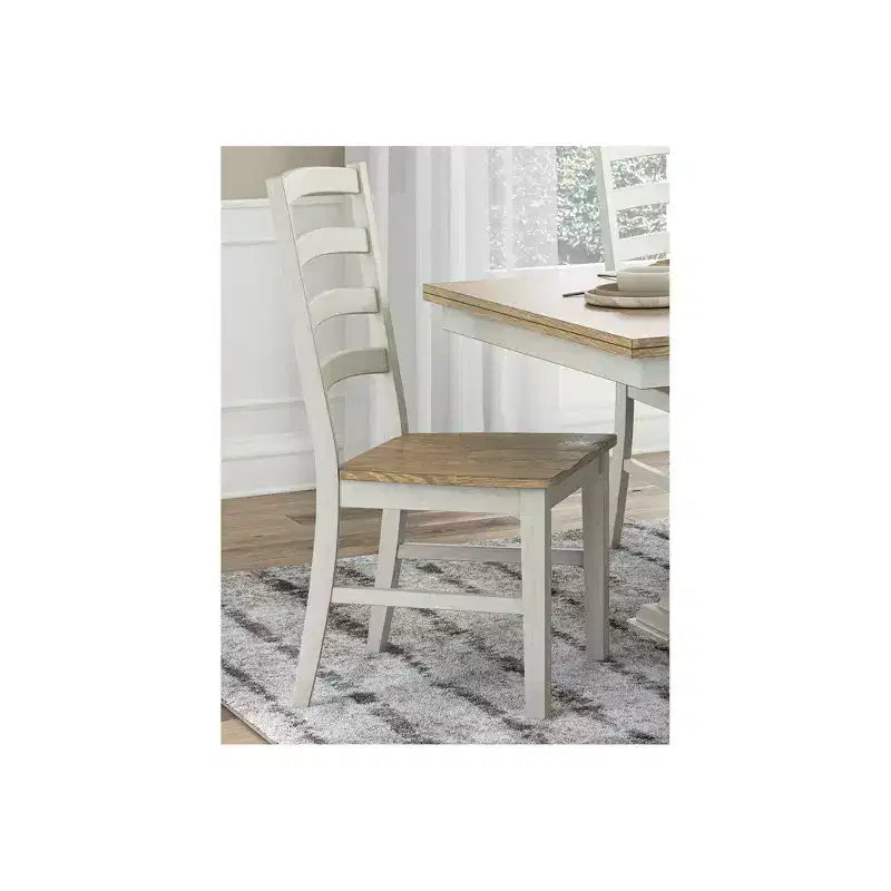 Signature Design by Ashley Westlinport - Chaises de salle à manger, lot de 2, cadre blanc avec assise en bois profilée marron