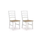 Signature Design by Ashley Westlinport - Chaises de salle à manger, lot de 2, cadre blanc avec assise en bois profilée marron