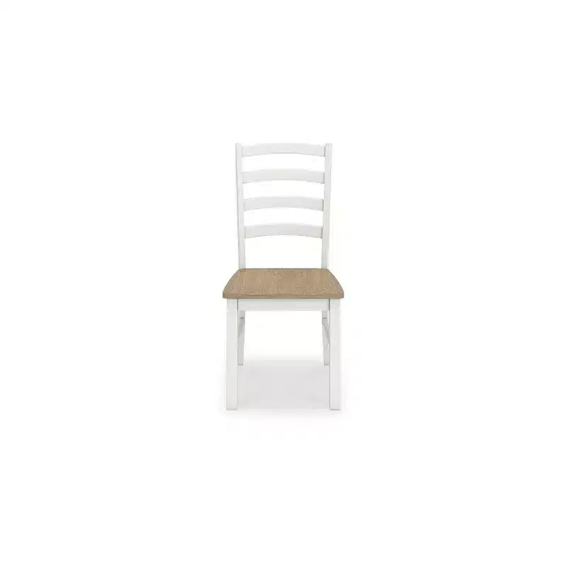 Signature Design by Ashley Westlinport - Chaises de salle à manger, lot de 2, cadre blanc avec assise en bois profilée marron