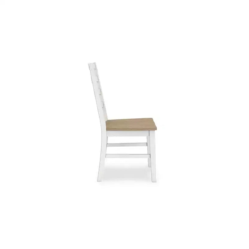Signature Design by Ashley Westlinport - Chaises de salle à manger, lot de 2, cadre blanc avec assise en bois profilée marron