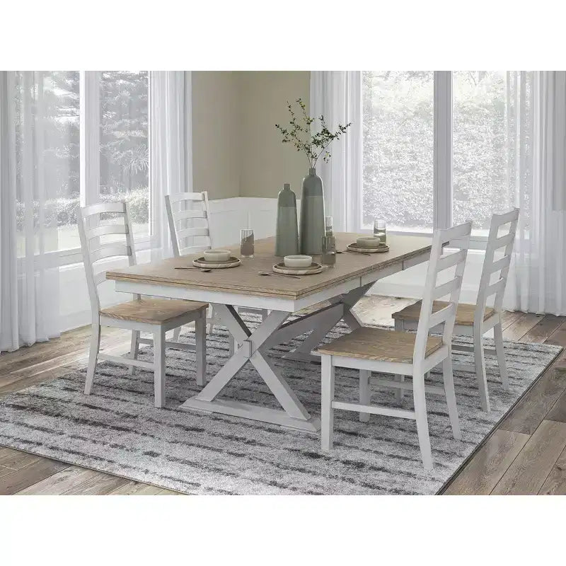 Signature Design by Ashley Westlinport - Chaises de salle à manger, lot de 2, cadre blanc avec assise en bois profilée marron