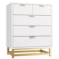 White Dresser with 5 Drawers, Tall Chest of Drawers, 5 Drawer Dresser with Deep Space, Wood Storage Cabinet for Living Room, Hallway, Office