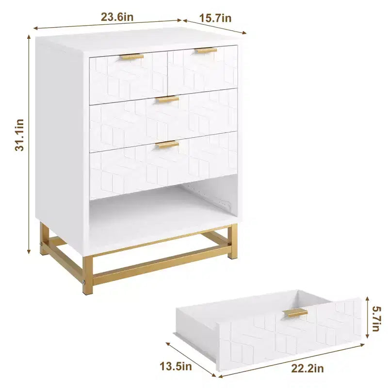 Commode blanche à 5 tiroirs, armoire haute à tiroirs, commode à 5 tiroirs avec grand espace de rangement, meuble de rangement en bois pour salon, couloir, bureau