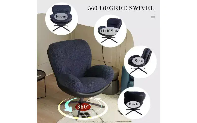 Chaise pivotante ergonomique de bureau TUYOHW 360°, en chenille et similicuir avec base en métal noir, chaise de bureau moderne