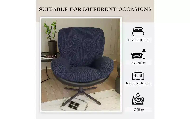 Chaise pivotante ergonomique de bureau TUYOHW 360°, en chenille et similicuir avec base en métal noir, chaise de bureau moderne