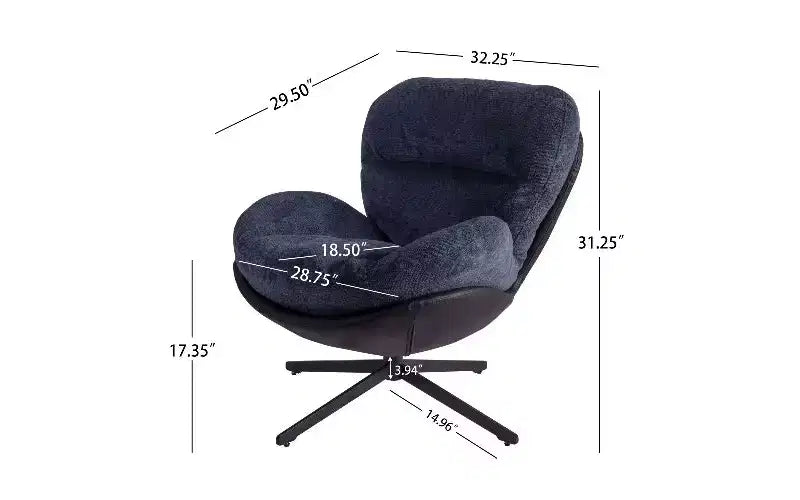 Chaise pivotante ergonomique de bureau TUYOHW 360°, en chenille et similicuir avec base en métal noir, chaise de bureau moderne