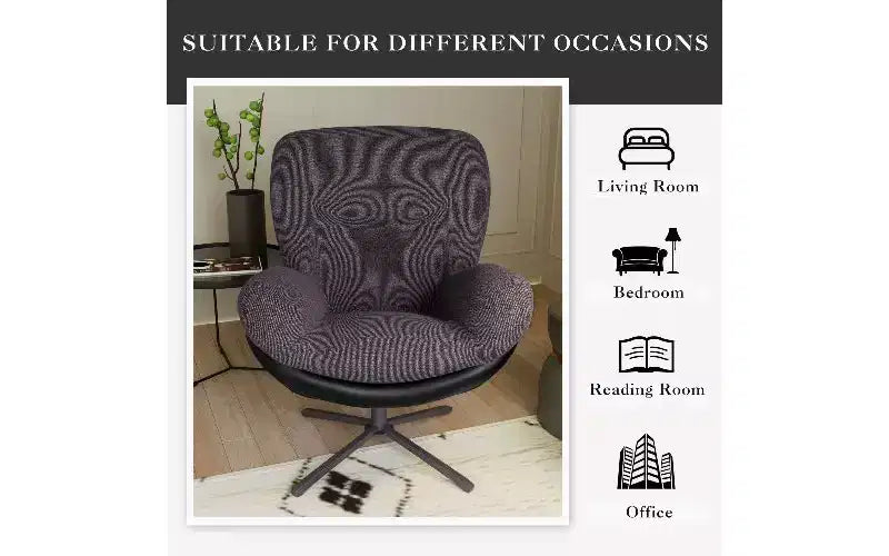Chaise pivotante ergonomique de bureau TUYOHW 360°, en chenille et similicuir avec base en métal noir, chaise de bureau moderne