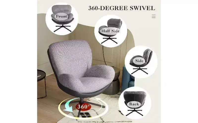 Chaise pivotante ergonomique de bureau TUYOHW 360°, en chenille et similicuir avec base en métal noir, chaise de bureau moderne