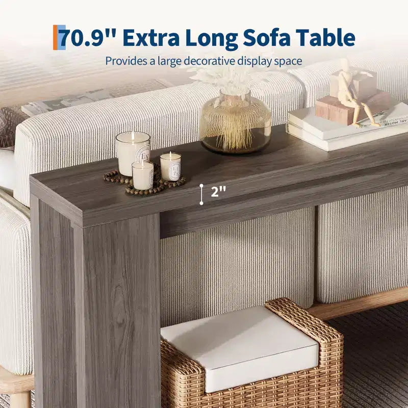 70.9 Table console d'entrée, Table d'appoint étroite et longue en bois, Table rectangulaire pour l'arrière de canapé, pour Salon Couloir Entrée