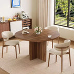Table à manger ovale extensible pour 4 à 8 personnes, table de cuisine 59" en noyer, design rond à ovale peu encombrant pour salle à manger ou cuisine