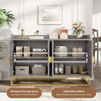 Buffet cannelé de 47,2 po avec armoire de rangement, buffet de cuisine moderne avec étagères réglables avec portes pour salon, cuisine, entrée