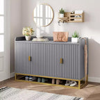 Buffet cannelé de 47,2 po avec armoire de rangement, buffet de cuisine moderne avec étagères réglables avec portes pour salon, cuisine, entrée