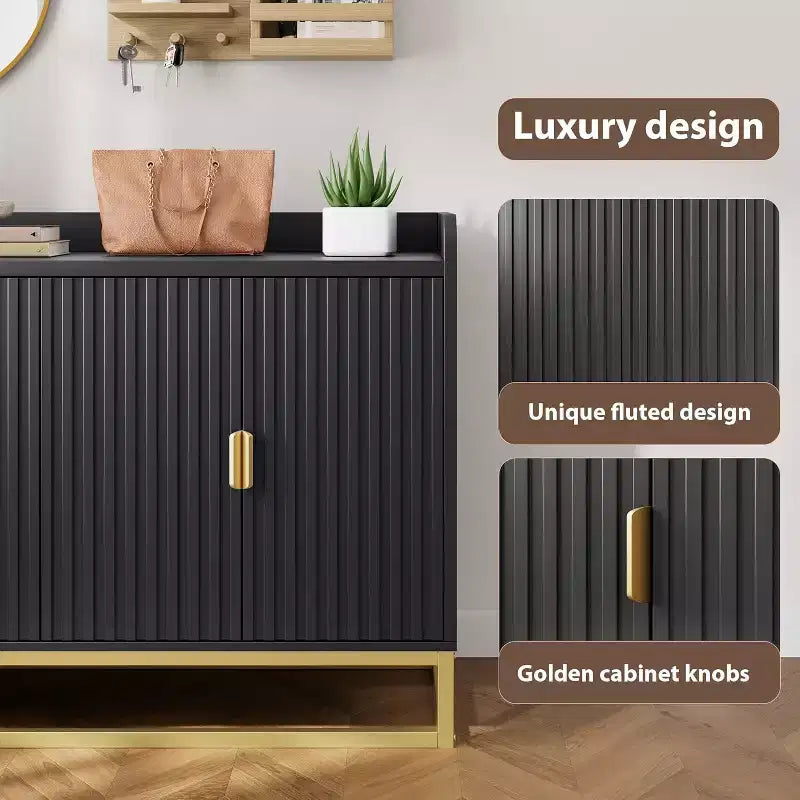 Buffet cannelé de 47,2 po avec armoire de rangement, buffet de cuisine moderne avec étagères réglables avec portes pour salon, cuisine, entrée