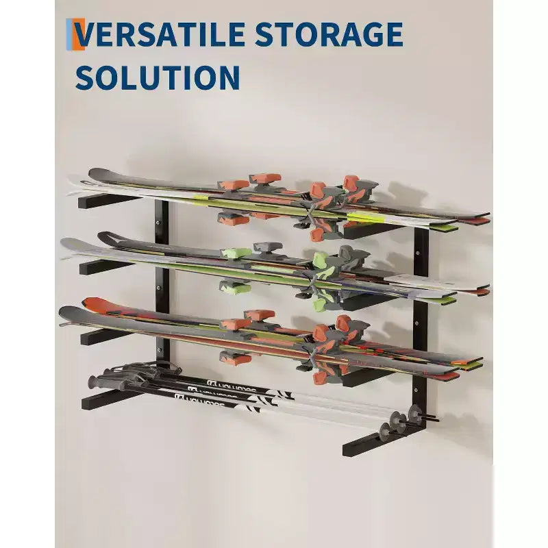 Support de Rangement à Bois, Organisateur de Bois - Lot de 4 Étagères Murales à 4 Niveaux en Acier Robuste, Capacité de 725 kg pour Abri de Jardin, Atelier, Garage, Noir
