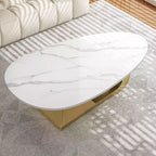 Table basse à plateau en céramique avec piètement contemporain en acier inoxydable - Une pièce maîtresse durable et élégante pour votre salon.