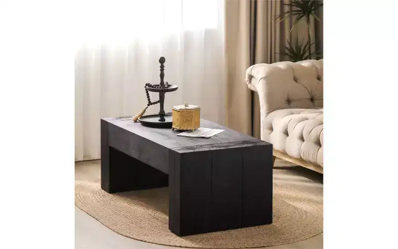 Table basseTable d'appoint rectangulaire contemporaine avec motif de cernes de boisTable d'appoint polyvalente pour salon et cuisine
