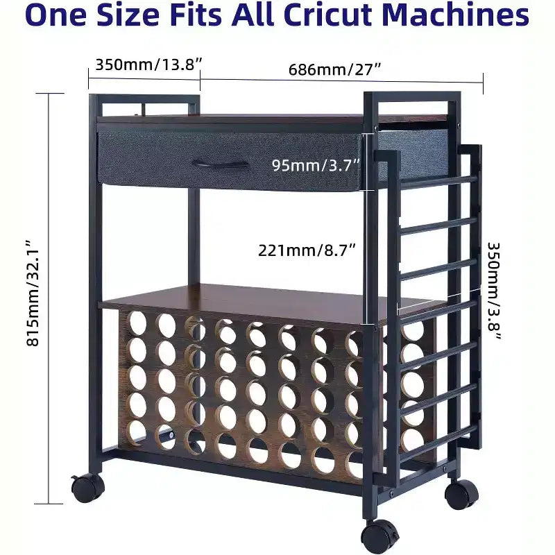 Chariot de rangement Acekool Craft Organizer, poste de travail avec tiroir en tissu, 47 supports de rouleaux de vinyle et crochets pour salle d'artisanat