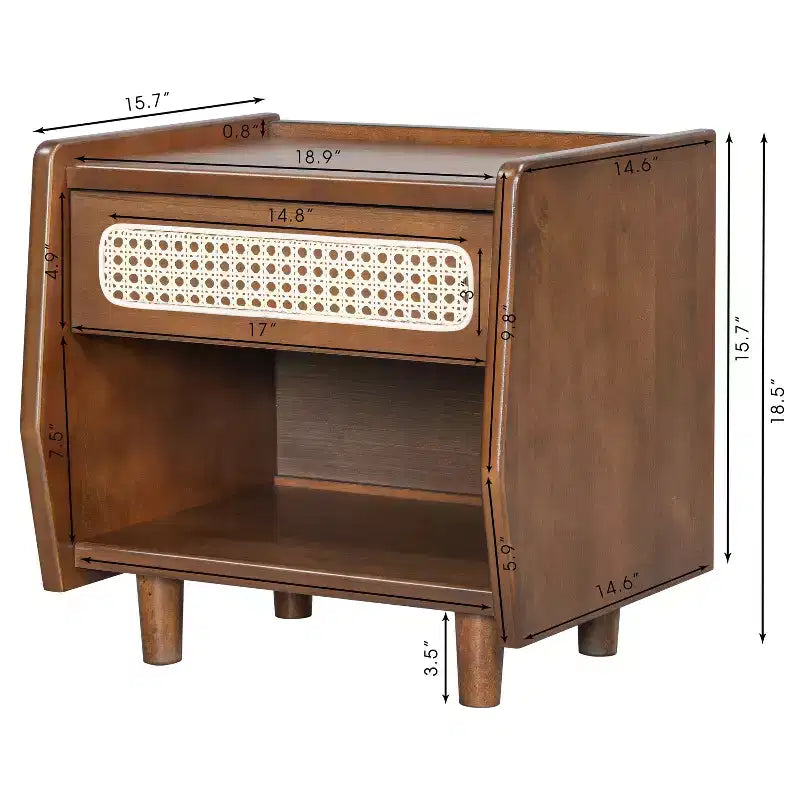 Christopher Knight Home Julia Table de chevet moderne en rotin avec 1 étagère ouverte et 1 tiroir