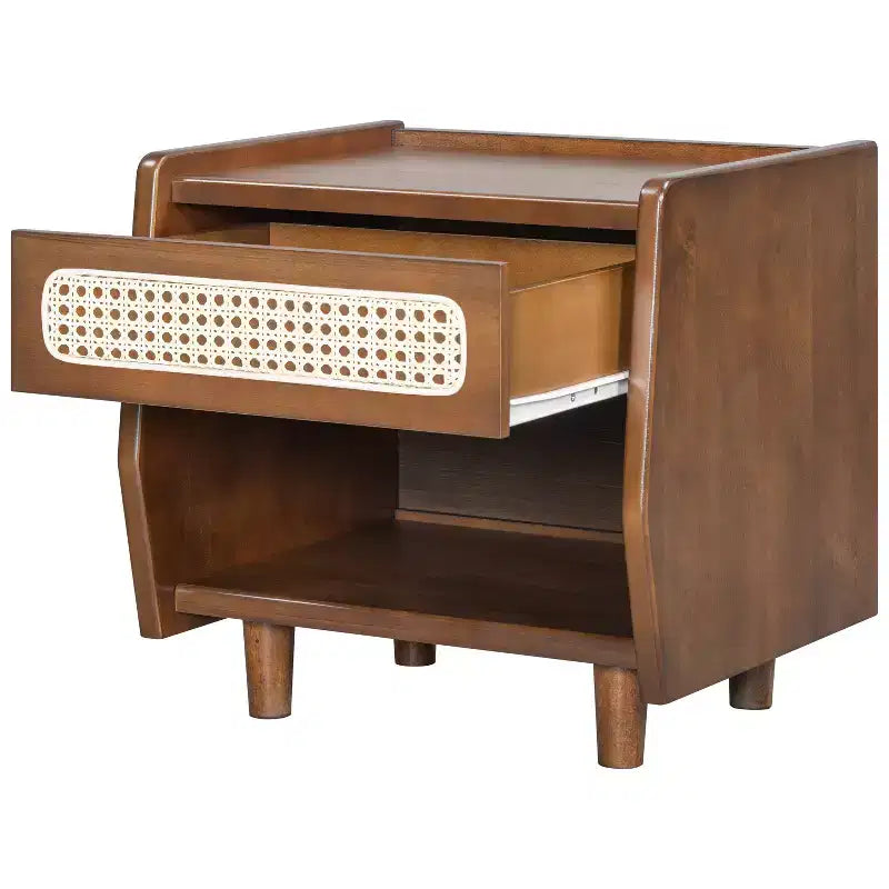 Christopher Knight Home Julia Table de chevet moderne en rotin avec 1 étagère ouverte et 1 tiroir