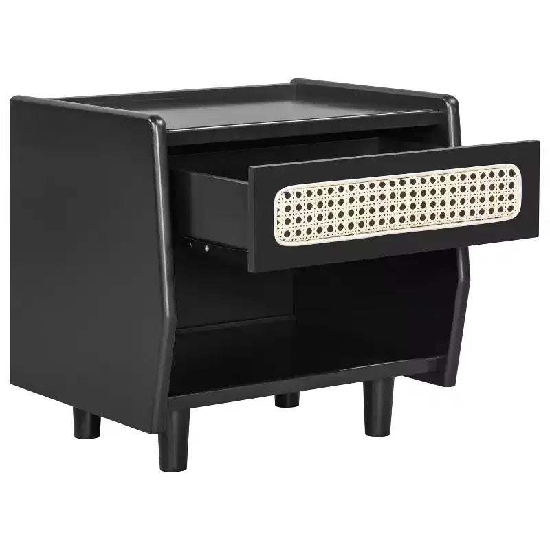 Christopher Knight Home Julia Table de chevet moderne en rotin avec 1 étagère ouverte et 1 tiroir