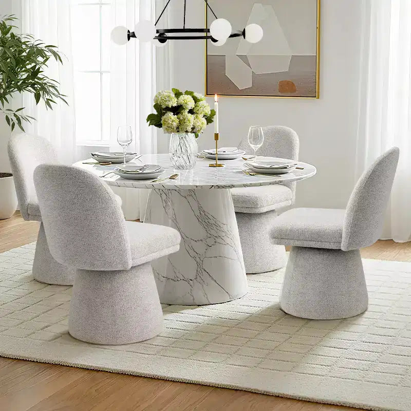 Set of 4 Modern 360 Swivel Armless Dining Chairs with Pedestal-style Base, Elegant Accent Chairs for Kitchen, Dining, or Office-Panipeachy