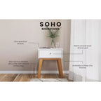 Table de chevet à 1 tiroir Child Craft SOHO pour chambre de bébé ou d'enfant, grand tiroir de rangement, fabriquée en pin robuste, finition non toxique et sans danger pour les bébés