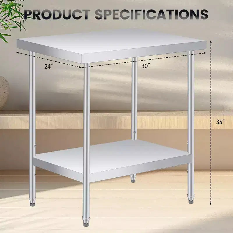 Table de travail Acekool en acier inoxydable de 30 x 24 pouces avec étagère inférieure