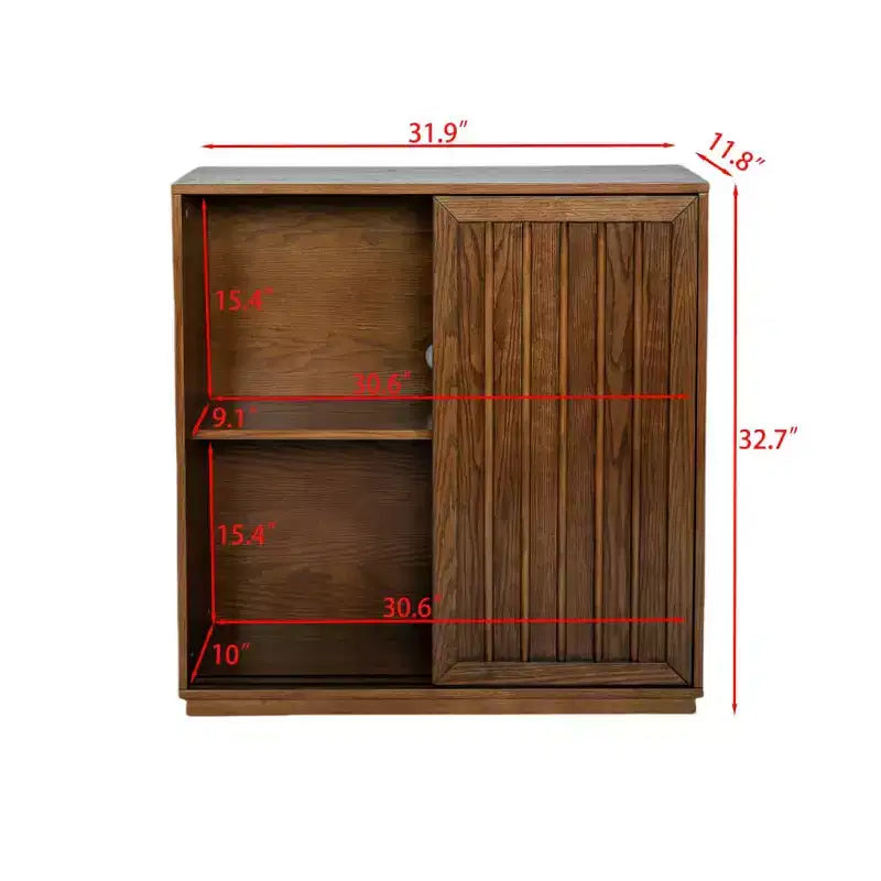 Meuble de rangement, buffet vintage avec 2 portes coulissantes et lattes en bois, meuble de rangement pour entrée, salon, couloir