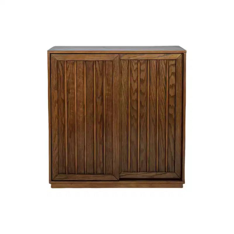 Meuble de rangement, buffet vintage avec 2 portes coulissantes et lattes en bois, meuble de rangement pour entrée, salon, couloir