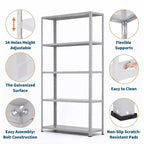 Acekool Étagère métallique à 5 niveaux, robuste, réglable pour garage, 91x30x173 cm pour cuisine, cellier, sous-sol, buanderie