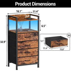 Table de chevet avec 4 tiroirs en tissu et étagère ouverte - Table de nuit multifonctionnelle pour chambre, salon et bureau