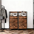 Table de chevet avec 4 tiroirs en tissu et étagère ouverte - Table de nuit multifonctionnelle pour chambre, salon et bureau
