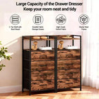 Table de chevet avec 4 tiroirs en tissu et étagère ouverte - Table de nuit multifonctionnelle pour chambre, salon et bureau