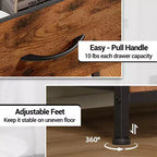 Table de chevet avec 4 tiroirs en tissu et étagère ouverte - Table de nuit multifonctionnelle pour chambre, salon et bureau