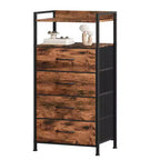 Table de chevet avec 4 tiroirs en tissu et étagère ouverte - Table de nuit multifonctionnelle pour chambre, salon et bureau