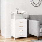 Table de chevet avec 4 tiroirs en tissu et étagère ouverte - Table de nuit multifonctionnelle pour chambre, salon et bureau